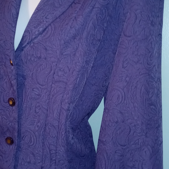 Danny & Nicole Jacket Size 14 Purple 4 Buttons Paisley Print Texture - Picture 5 of 7